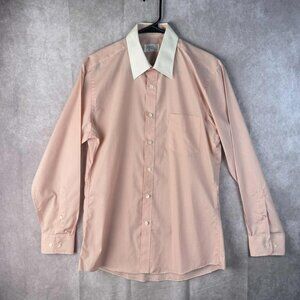 Vintage Etienne Caron Men's peach Button Down Dress Shirt 15 1/2  32/33